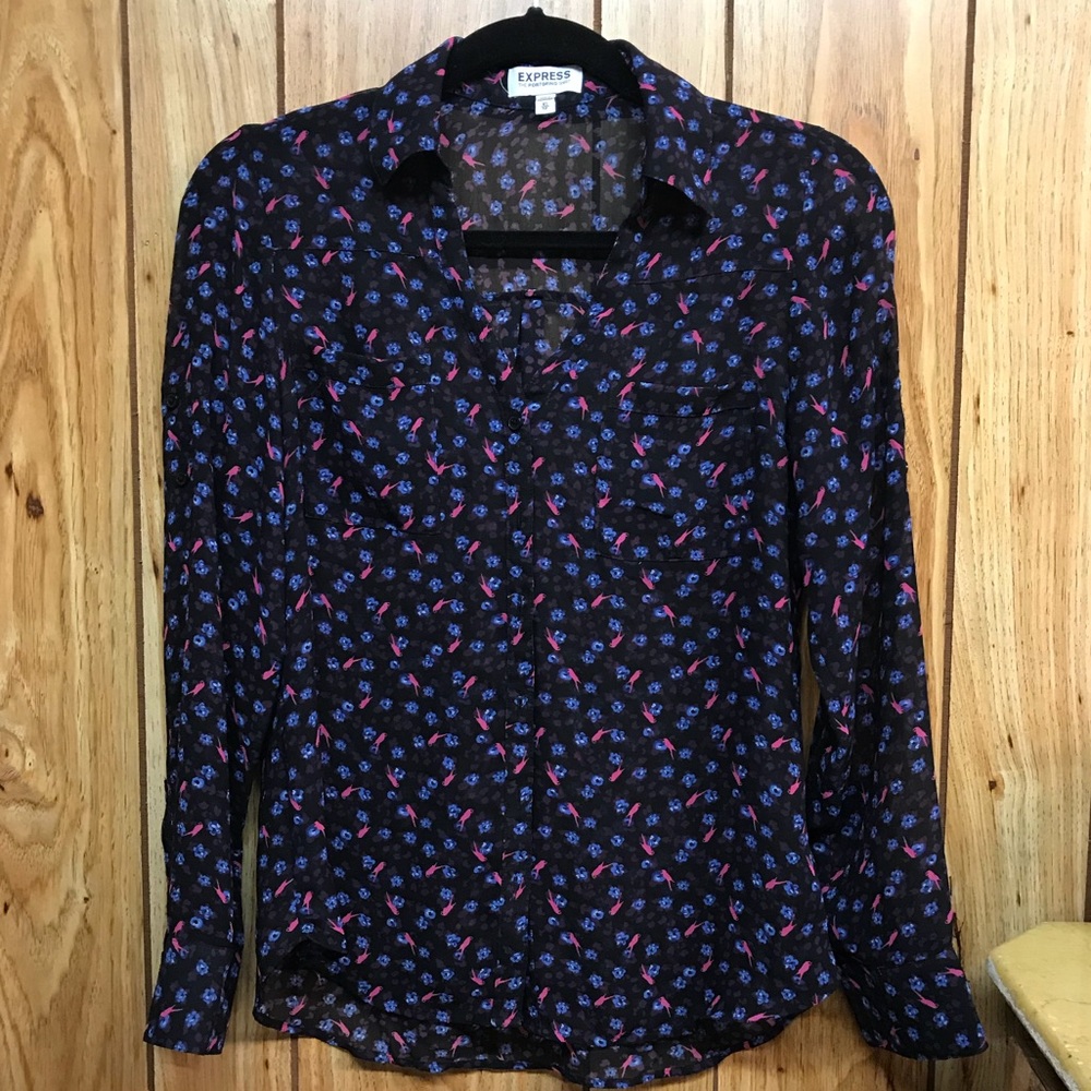 Portofino Dressy Button Down with Birds & Flowers